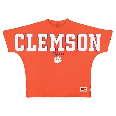Women's Pressbox Orange Clemson Tigers Flannigan Oversized T-Shirt