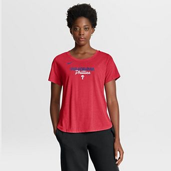 Women's Nike Heather Red Philadelphia Phillies Arched Tri-Blend T-Shirt