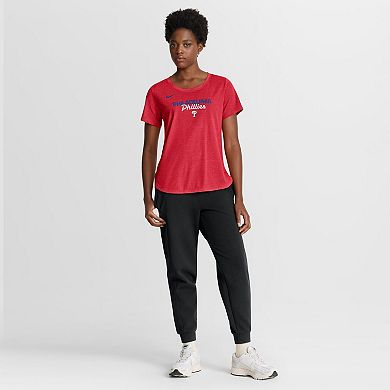 Women's Nike Heather Red Philadelphia Phillies Arched Tri-Blend T-Shirt