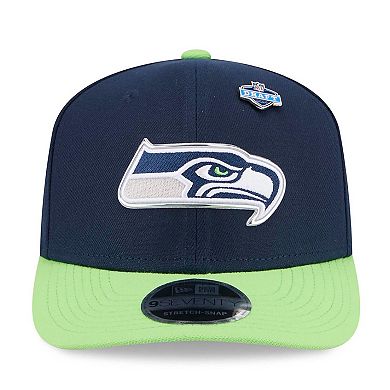 Men's New Era College Navy/Neon Green Seattle Seahawks 2026 NFL Draft 9SEVENTY Adjustable Hat