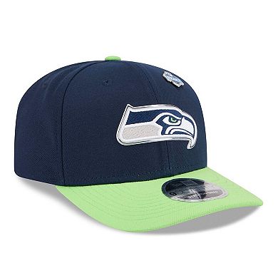 Men's New Era College Navy/Neon Green Seattle Seahawks 2026 NFL Draft 9SEVENTY Adjustable Hat
