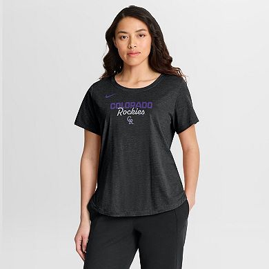 Women's Nike Heather Black Colorado Rockies Arched Tri-Blend T-Shirt