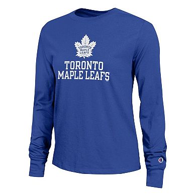 Women's Champion Royal Toronto Maple Leafs Wordmark Lockup Long Sleeve T-Shirt