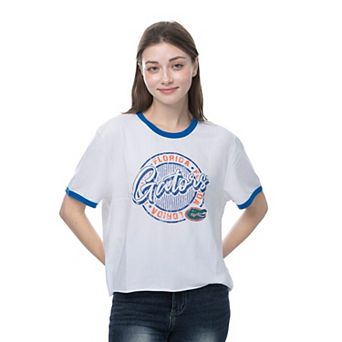 Women's ZooZatz White Florida Gators Retro Ringer Tri-Blend T-Shirt