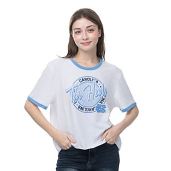 Women's ZooZatz White North Carolina Tar Heels Retro Ringer Tri-Blend T-Shirt