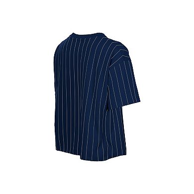 Women's New Era Navy New York Yankees Throwback Meshback Pinstripe Boxy T-Shirt