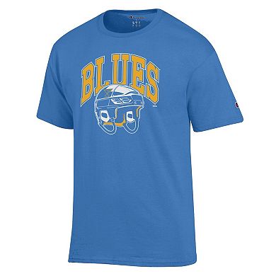 Men's Champion Blue St. Louis Blues Helmet T-Shirt