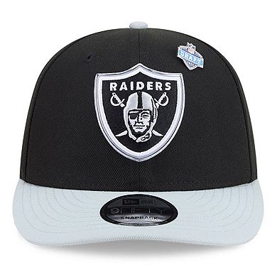 Youth New Era Black/Silver Las Vegas Raiders 2026 NFL Draft Pre-Curved 9FIFTY Snapback Hat