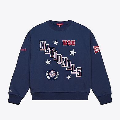 Women's Mitchell & Ness Navy Washington Nationals Pep Rally Sweatshirt