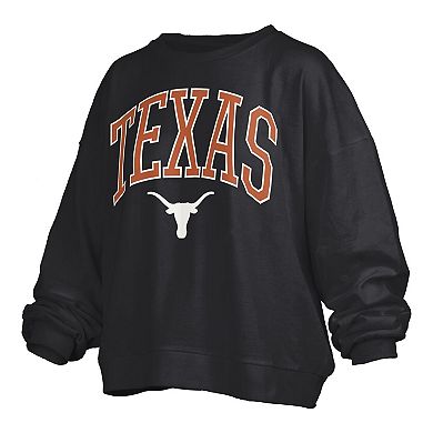Women's Pressbox Black Texas Longhorns Plus Size Nelson Janise Sweatshirt