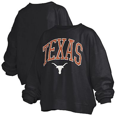 Women's Pressbox Black Texas Longhorns Plus Size Nelson Janise Sweatshirt