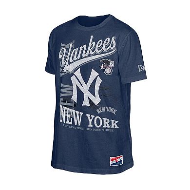 Men's New Era Navy New York Yankees Oversized Throwback Distressed T-Shirt