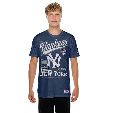 Men's New Era Navy New York Yankees Oversized Throwback Distressed T-Shirt