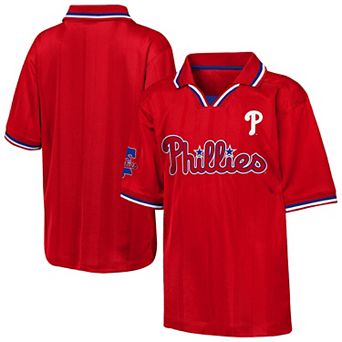 Youth Outerstuff Red Philadelphia Phillies Y2 Tech Stadium Fashion Collar T-Shirt