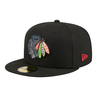 Men's New Era Black Chicago Blackhawks Color Pop 59FIFTY Fitted Hat