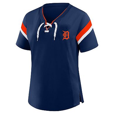 Women's Profile Navy Detroit Tigers Lace-Up T-Shirt