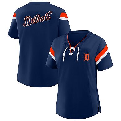 Women's Profile Navy Detroit Tigers Lace-Up T-Shirt