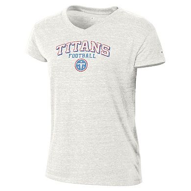 Women's Champion White Tennessee Titans Triumph Tri-Blend V-Neck T-Shirt