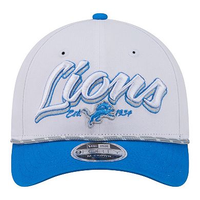 Men's New Era White Detroit Lions Team Loyal A-Frame 9FORTY Adjustable Hat