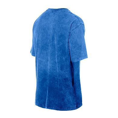 Men's New Era Blue New York Knicks Oversized Throwback Collection Mineral Wash T-Shirt