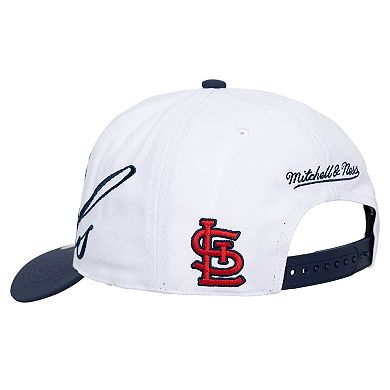 Unisex Mitchell & Ness White/Navy St. Louis Cardinals XL Script Pro Crown Adjustable Hat