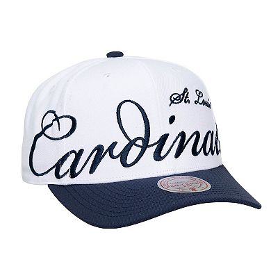 Unisex Mitchell & Ness White/Navy St. Louis Cardinals XL Script Pro Crown Adjustable Hat
