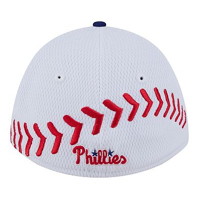 Youth New Era White/Red Philadelphia Phillies Baseball 39THIRTY M-Crown Flex Hat