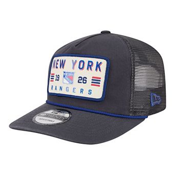 Men's New Era Charcoal New York Rangers Washed Patch 19TWENTY Trucker Adjustable Hat