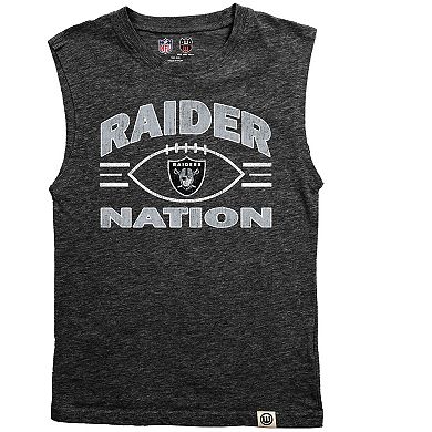 Youth Wes & Willy Black Las Vegas Raiders Muscle Tank Top
