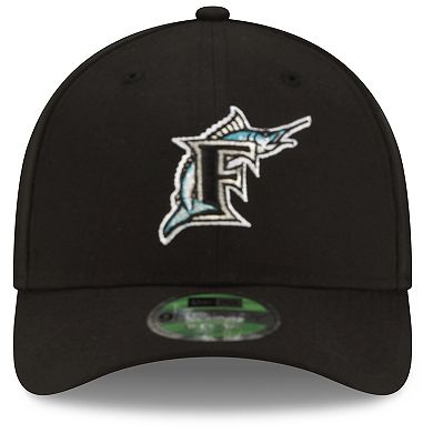 Men's New Era Black Florida Marlins Player Replica 9FORTY M-Crown Adjustable Hat