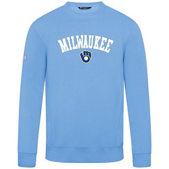 Men's Levelwear Light Blue Milwaukee Brewers Zane Felt Arch Pullover Sweatshirt