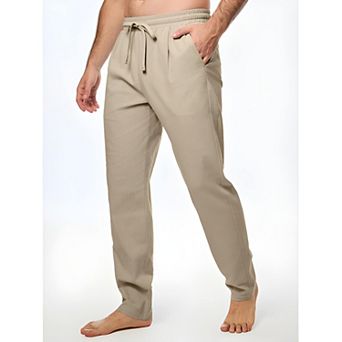 Mens Elastic Waist Cotton Pants