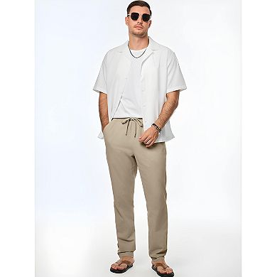 Mens Elastic Waist Cotton Pants