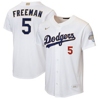 Youth Nike Freddie Freeman White Los Angeles Dodgers 2026 Gold Collection Home Replica Jersey