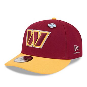 Men's New Era Burgundy/Gold Washington Commanders 2026 NFL Draft On Stage Pre-Curved 9FIFTY Snapback Hat