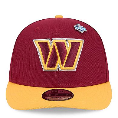 Men's New Era Burgundy/Gold Washington Commanders 2026 NFL Draft On Stage Pre-Curved 9FIFTY Snapback Hat