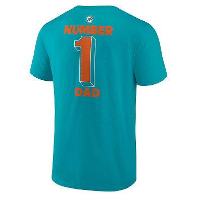 Men's Logo Athletic Aqua Miami Dolphins #1 Dad Jersey T-Shirt