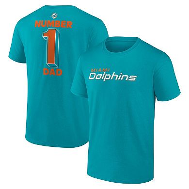 Men's Logo Athletic Aqua Miami Dolphins #1 Dad Jersey T-Shirt