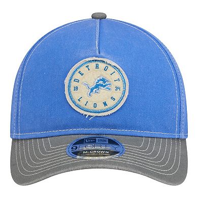 Men's New Era Blue/Gray Detroit Lions 9FORTY Felt A-Frame Adjustable Hat