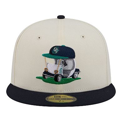 Men's New Era Cream/Navy Seattle Mariners Bullpen Cart 59FIFTY Fitted Hat