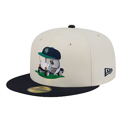 Men's New Era Cream/Navy Seattle Mariners Bullpen Cart 59FIFTY Fitted Hat