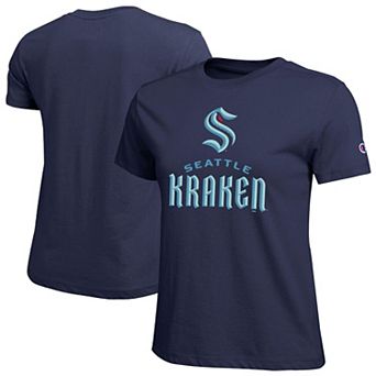 Women's Champion Navy Seattle Kraken Wordmark Lockup T-Shirt