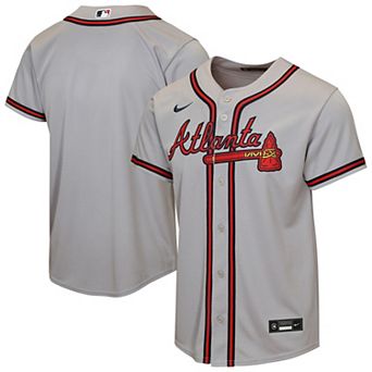Youth Nike Gray Atlanta Braves Road Replica Jersey
