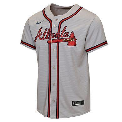 Youth Nike Gray Atlanta Braves Road Replica Jersey