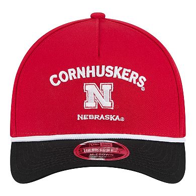 Men's New Era Scarlet/Black Nebraska Huskers Two-Tone Rope 9FORTY M-Crown A-Frame Adjustable Hat