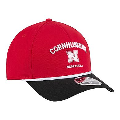 Men's New Era Scarlet/Black Nebraska Huskers Two-Tone Rope 9FORTY M-Crown A-Frame Adjustable Hat