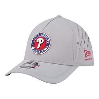 Men's New Era Gray Philadelphia Phillies Patch 39THIRTY A-Frame M-Crown Perforated Flex Hat