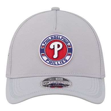 Men's New Era Gray Philadelphia Phillies Patch 39THIRTY A-Frame M-Crown Perforated Flex Hat