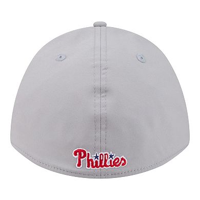 Men's New Era Gray Philadelphia Phillies Patch 39THIRTY A-Frame M-Crown Perforated Flex Hat