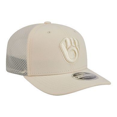 Men's New Era Light Beige Milwaukee Brewers Color Pack 9SEVENTY Trucker Adjustable Hat